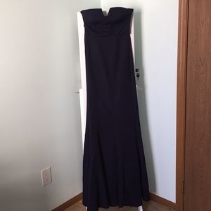 Blue strapless formal dress